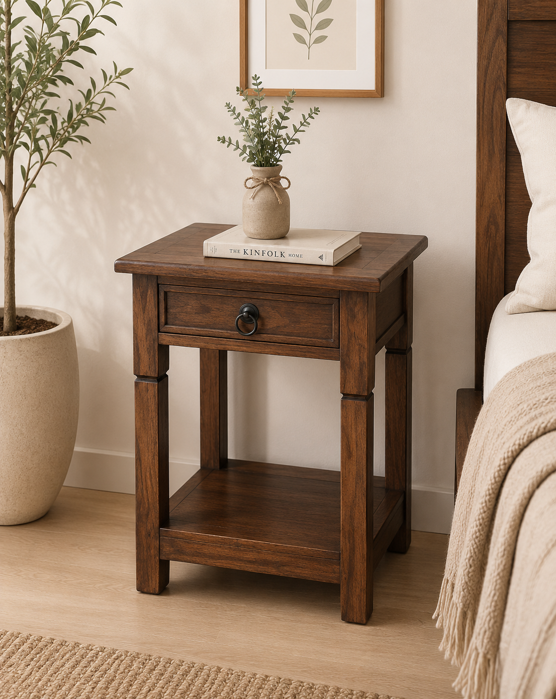 HakSmith Premium Wooden Bedside Table
