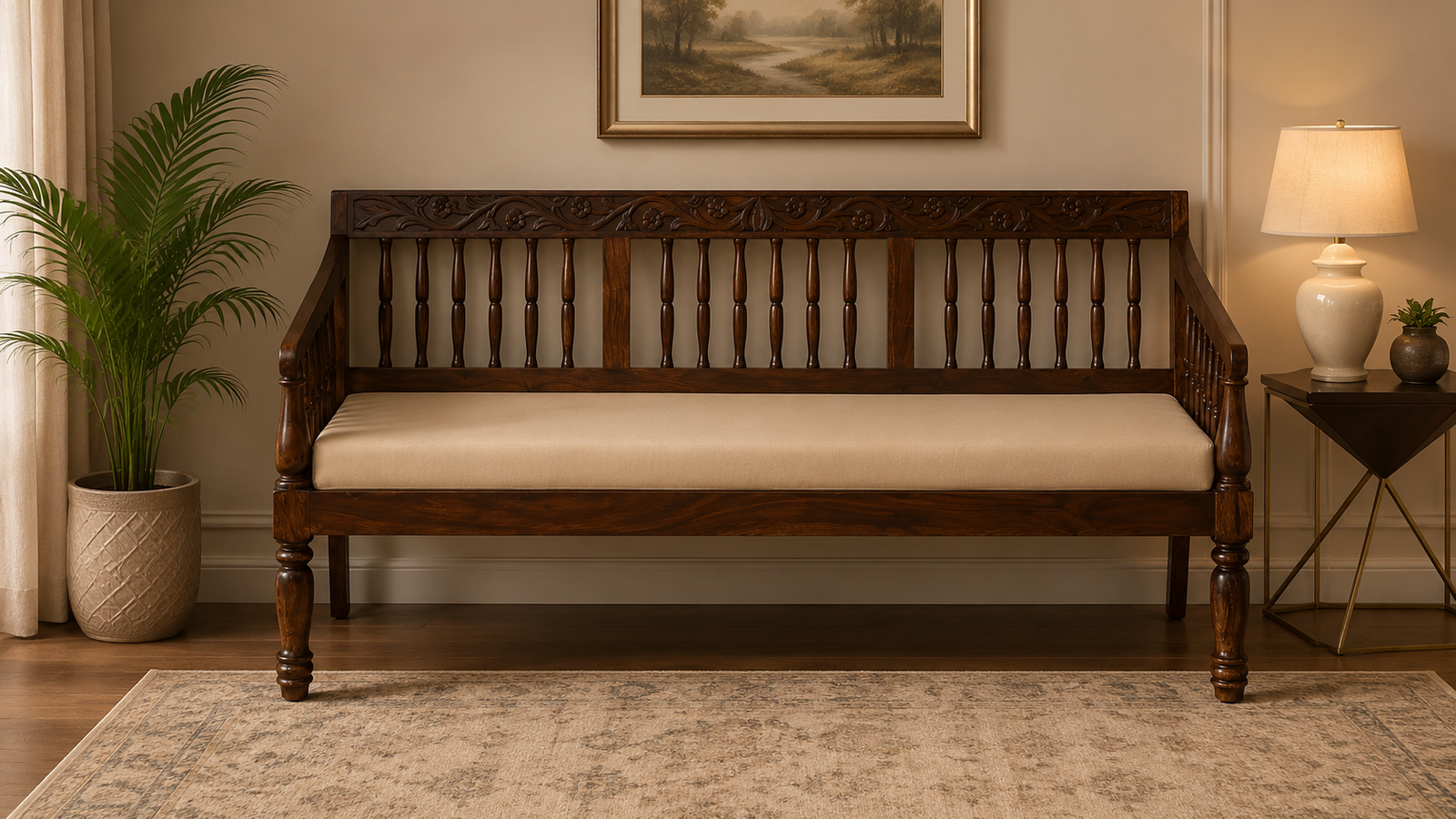 croma-Sheesham-Wood-3-Seater-Sofa-In-Provincial-Teak-Finish-classicwood-1.png croma Sheesham Wood 3 Seater Sofa In Provincial Teak Finish - Image 1