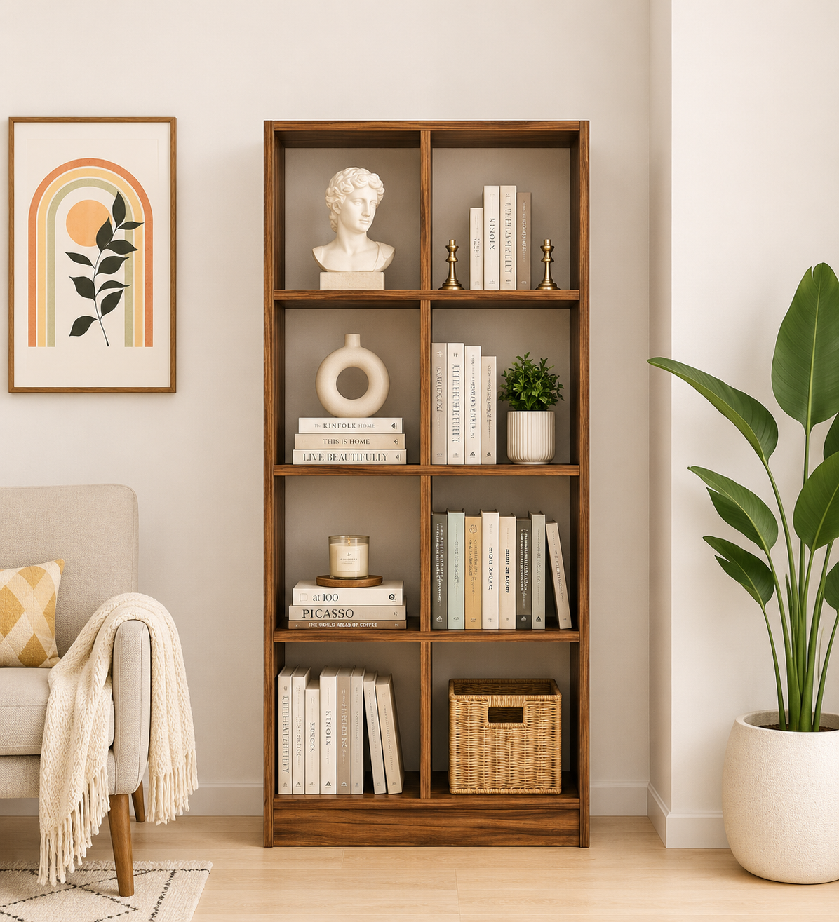 Stambh Solid Sheesham Wood Book Rack in Teak Brown Finish