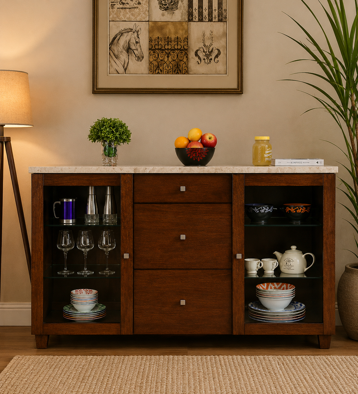 Solid Sheesham Wood Crockery Cabinet
