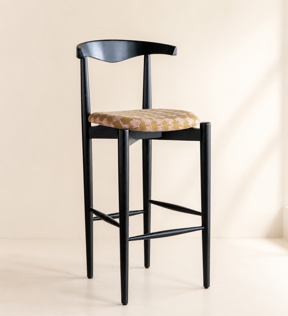 Axton Solid Wood Bar Chairs in Honey Finish (Set of 2)