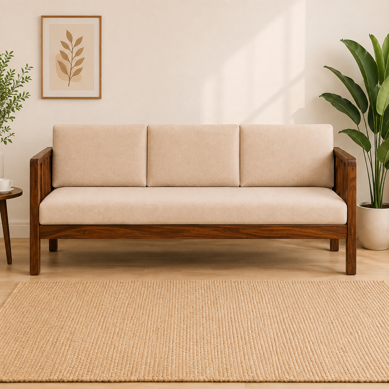 ChatGPT Image Aug 19, 2026, 03_36_06 PM Aura Modern Wooden 3 Seater Sofa with Cushioned Seating - Image 1